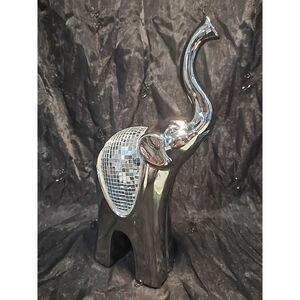 Ceramic Elephant Figure Chrome Finish Medium